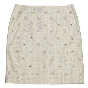 Talbots Daisy Eyelet Cream Lace Pencil Skirt Size 16‎